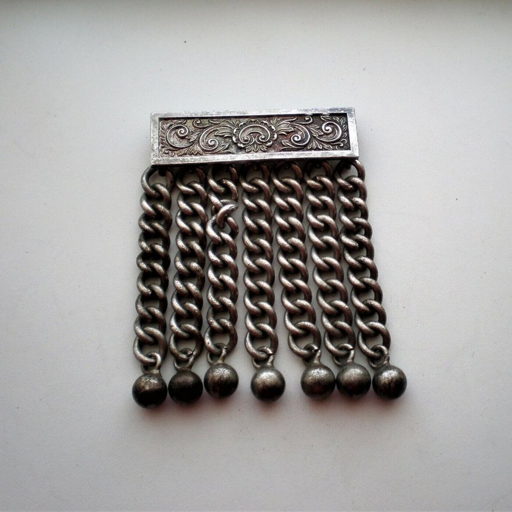 One Antique Victorian Edwardian Masonic Apron Tassels Military Epaulette Silver